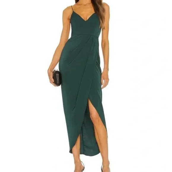 green emerald velvet dress KAAREM - Agar Sleeveless V Back Pocket Print Dress main image 0